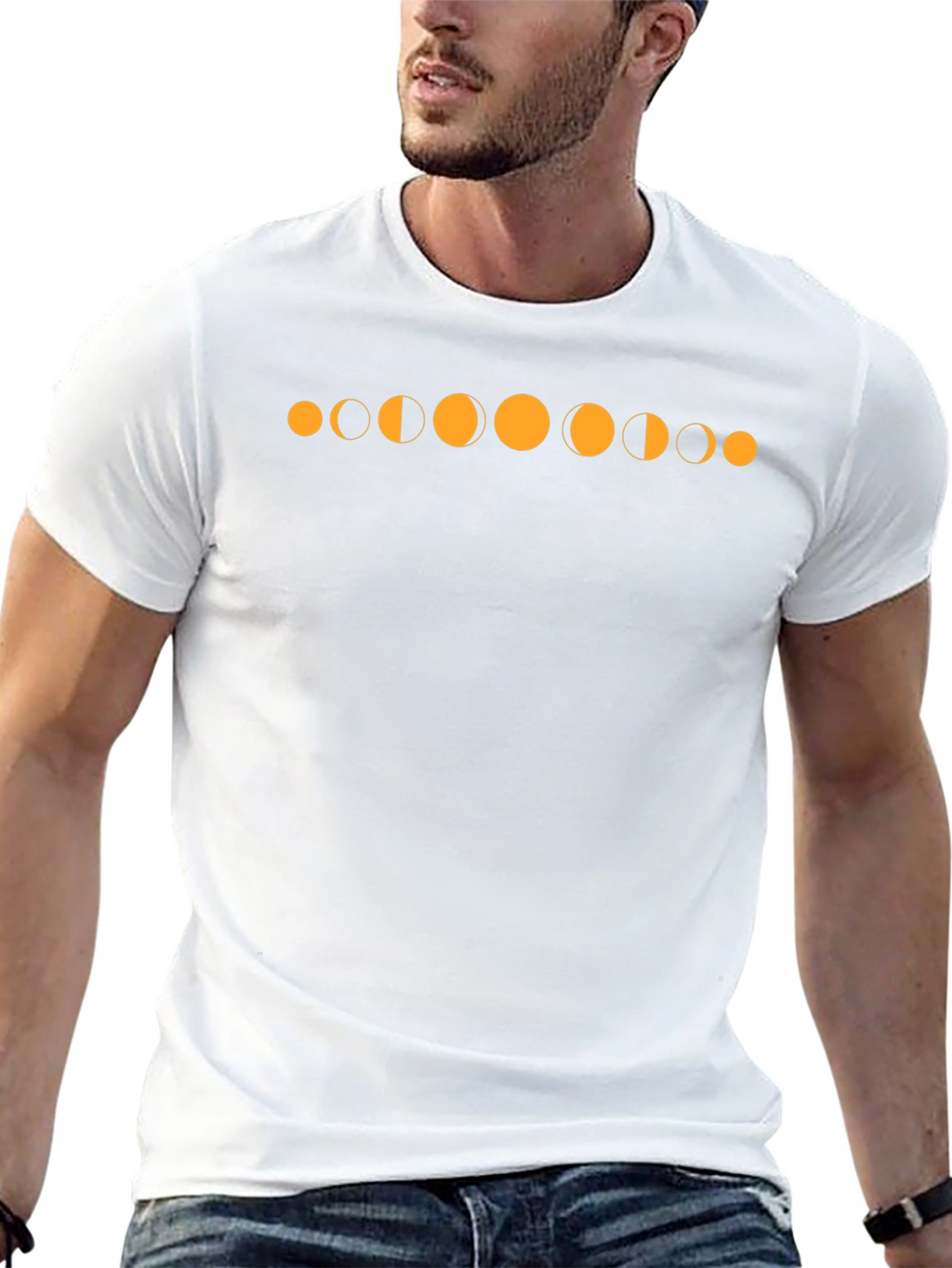 Lunar Phase Graphic Tee - Black Cotton T-Shirt
