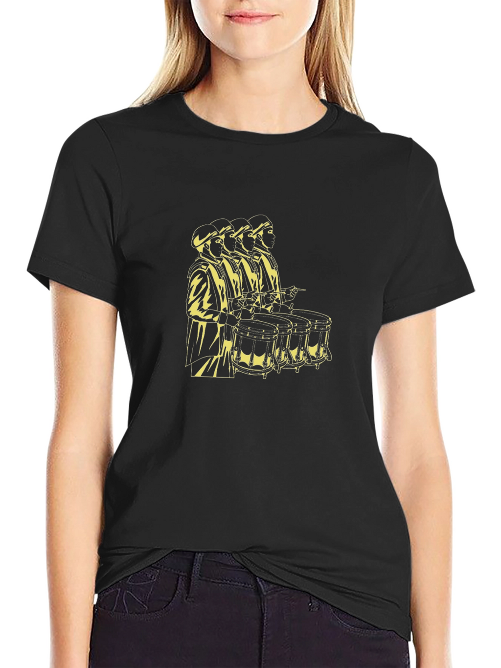Black T-Shirt with Drummer Graphic