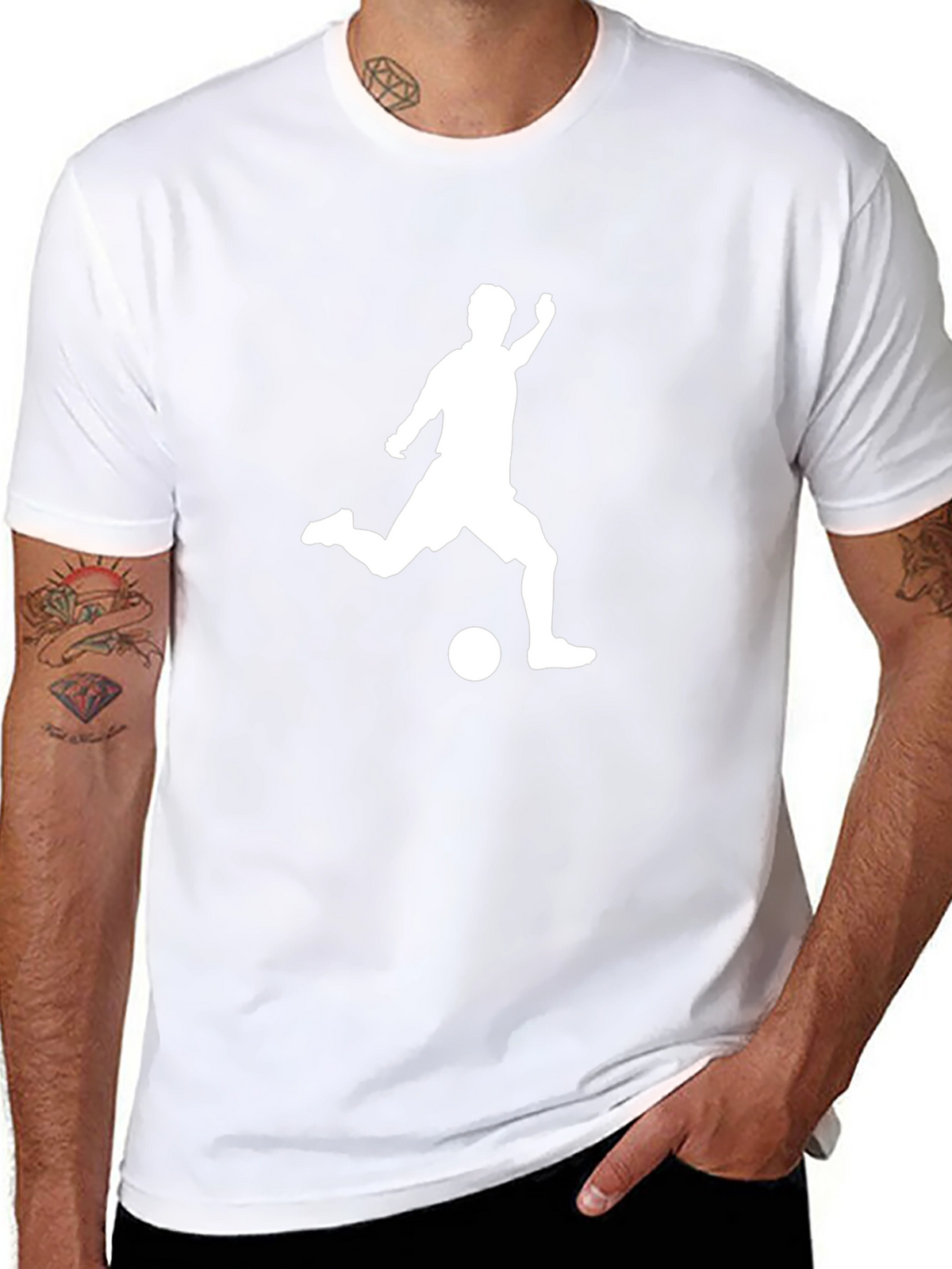 Soccer Player Kick T-Shirt - Black Cotton Tee