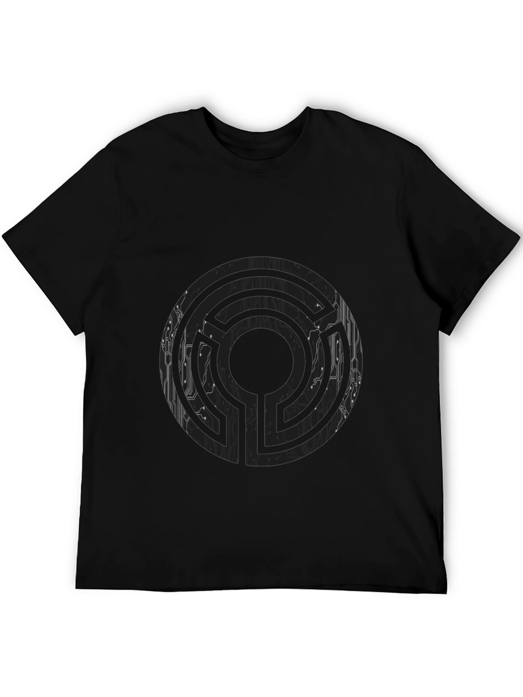 Abstract Maze Graphic Tee - Mens Black T-Shirt