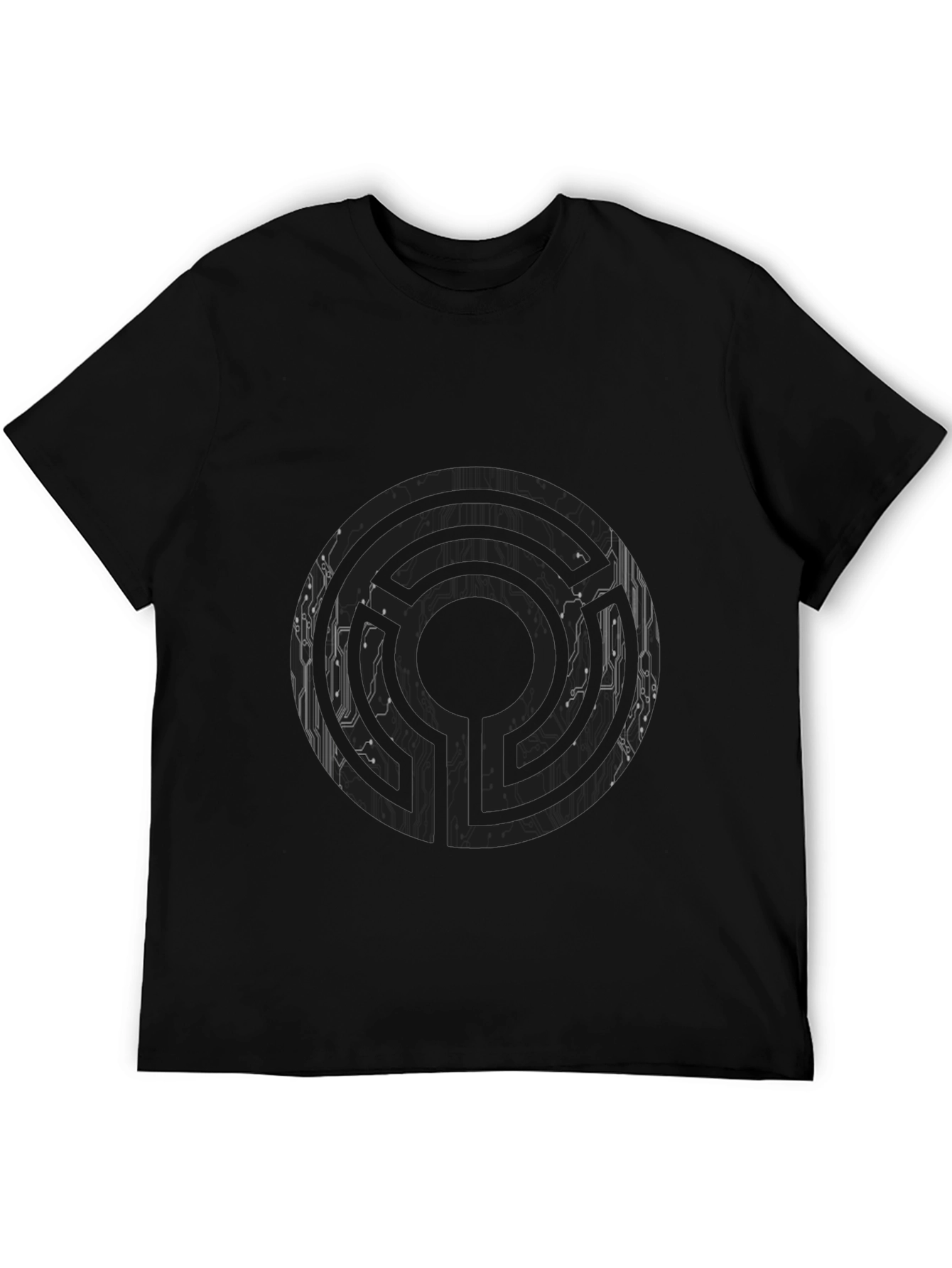 Abstract Maze Graphic Tee - Mens Black T-Shirt