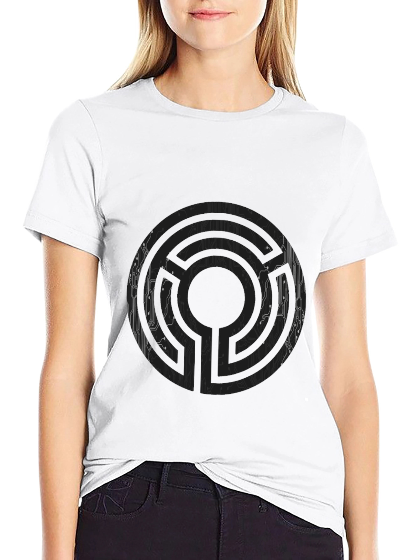Abstract Maze Graphic Tee - Mens Black T-Shirt