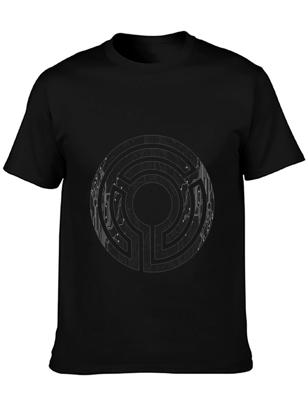 Abstract Maze Graphic Tee - Mens Black T-Shirt