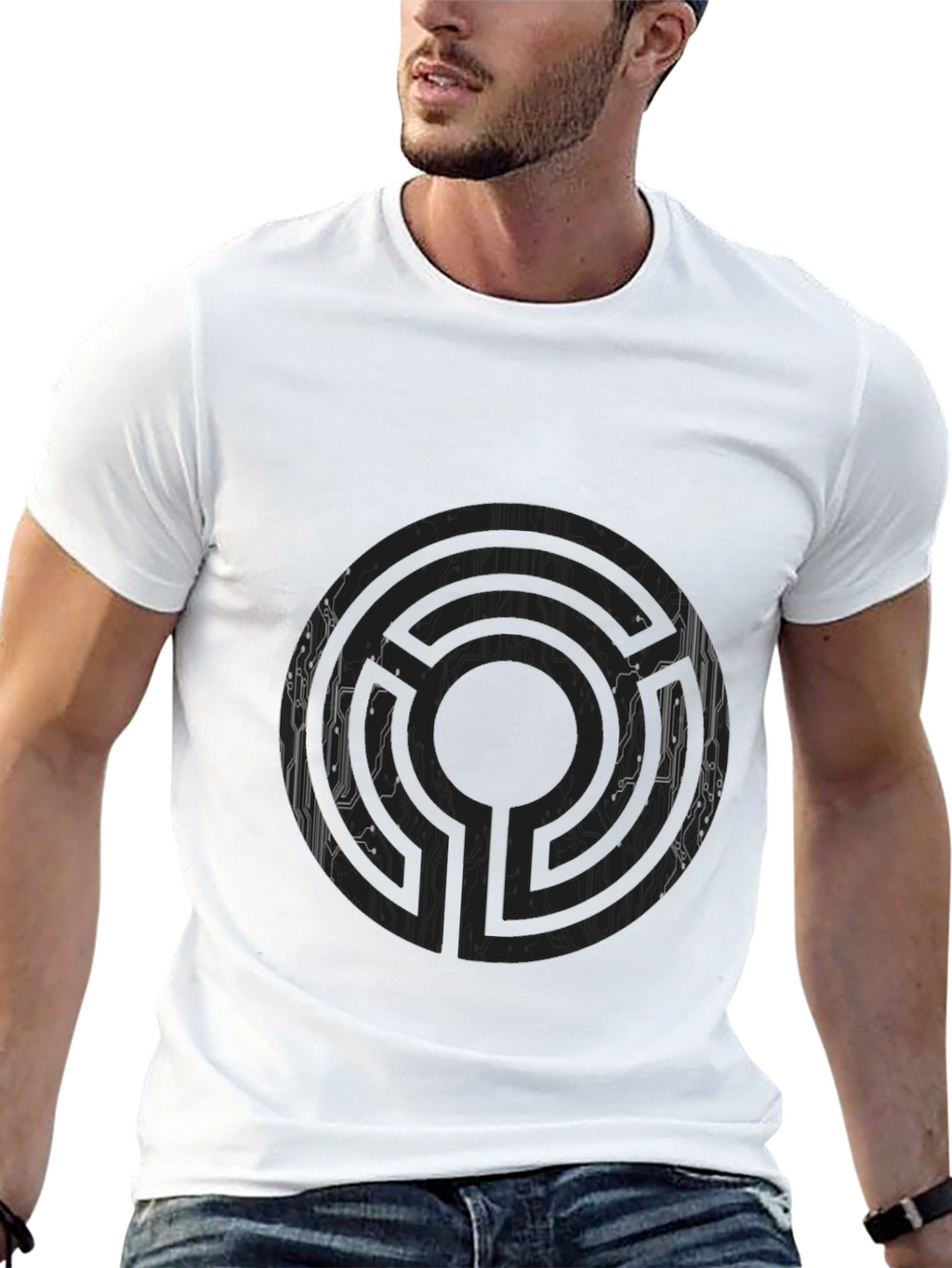 Abstract Maze Graphic Tee - Mens Black T-Shirt