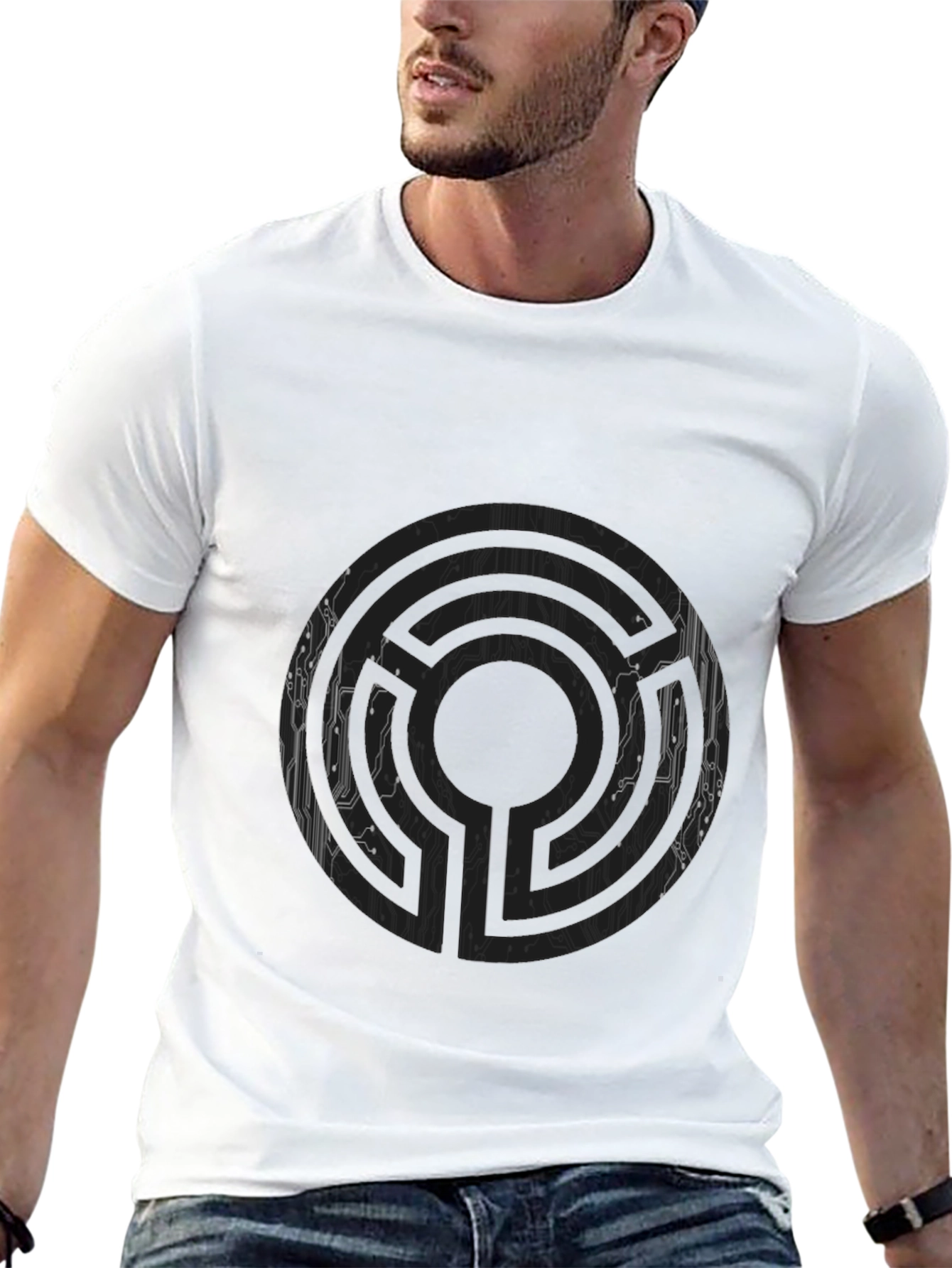 Abstract Maze Graphic Tee - Mens Black T-Shirt