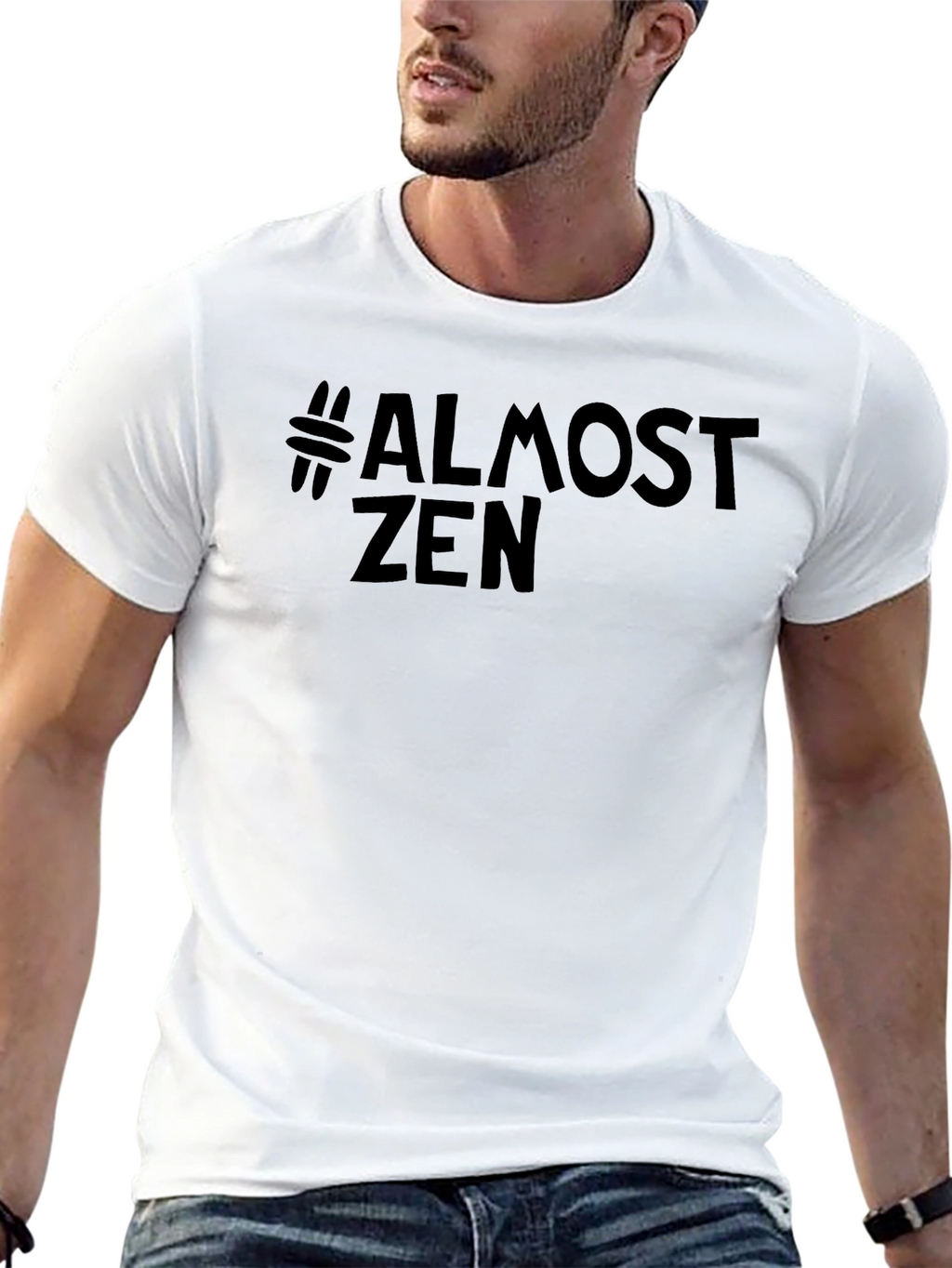 #Almost Zen Black Graphic T-Shirt