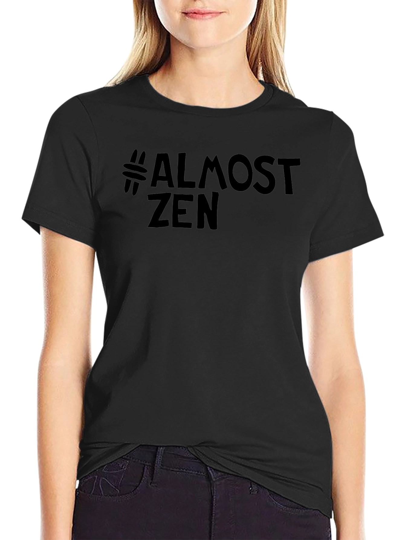 #Almost Zen Black Graphic T-Shirt