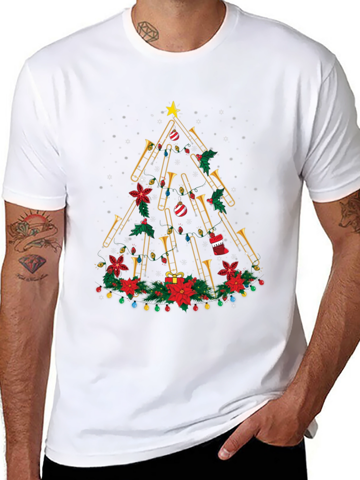 Trombone Christmas Tree Graphic Tee