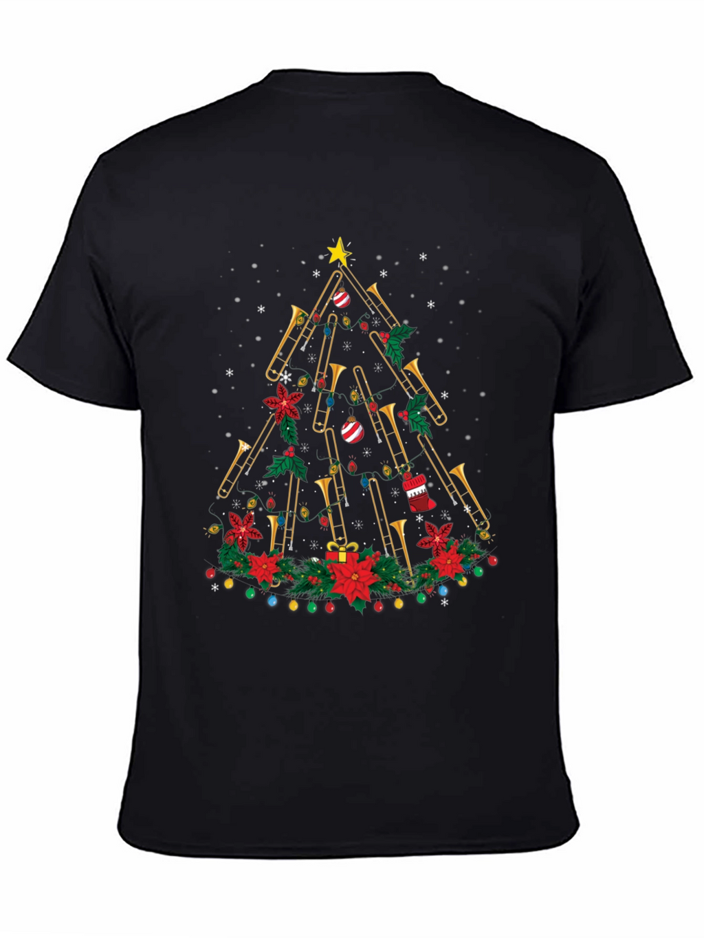 Trombone Christmas Tree Graphic Tee