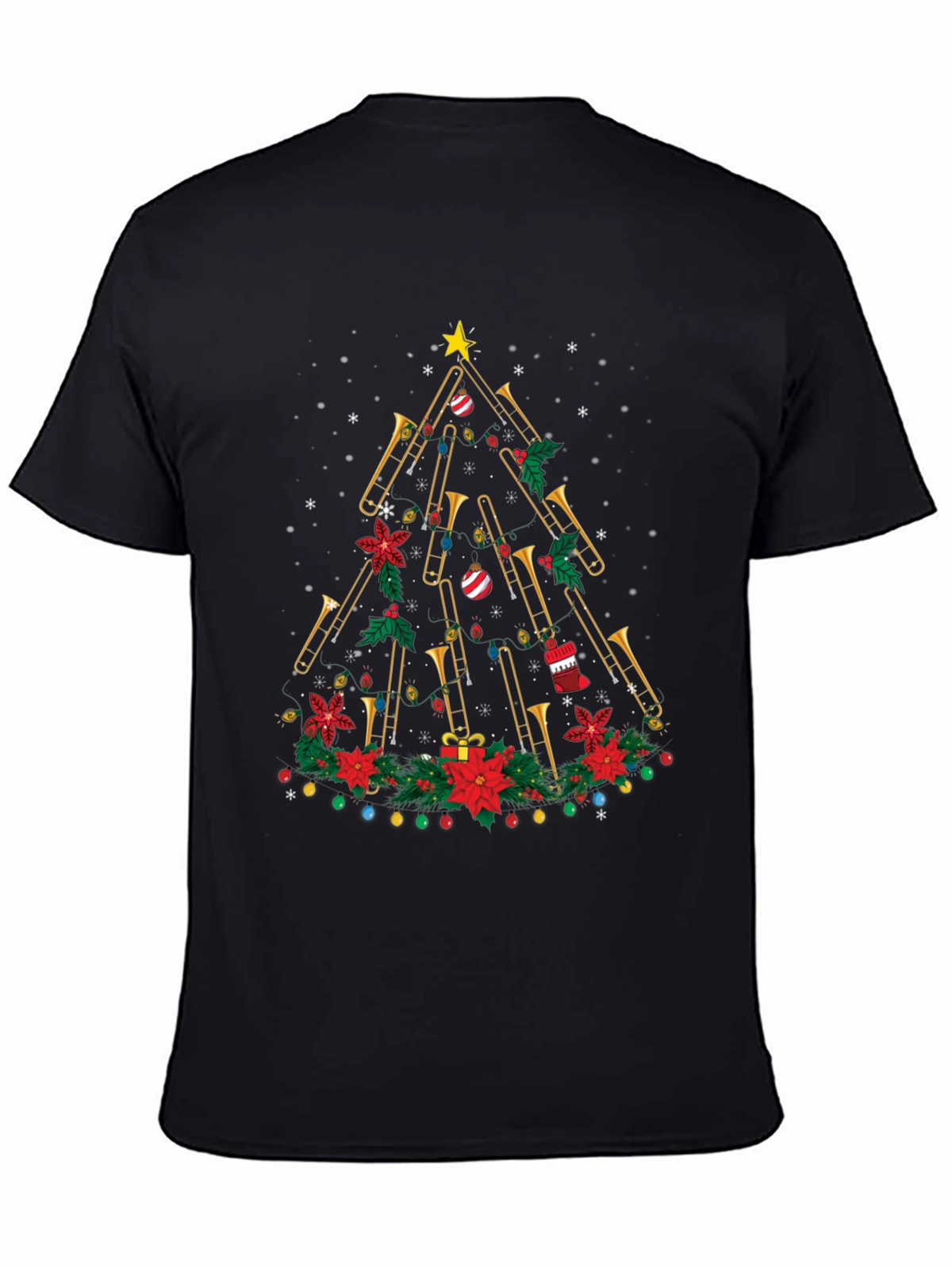 Trombone Christmas Tree Graphic Tee