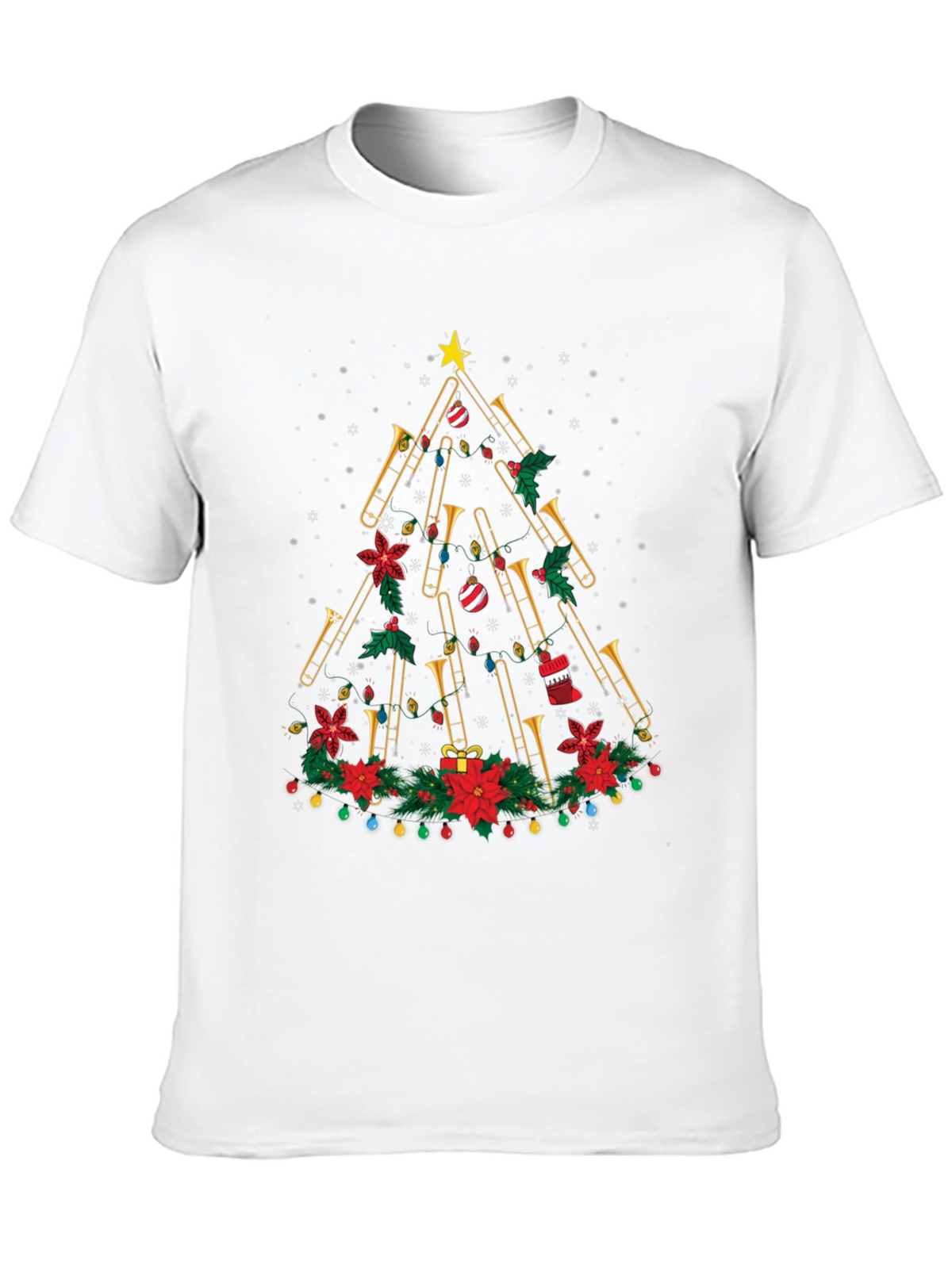 Trombone Christmas Tree Graphic Tee