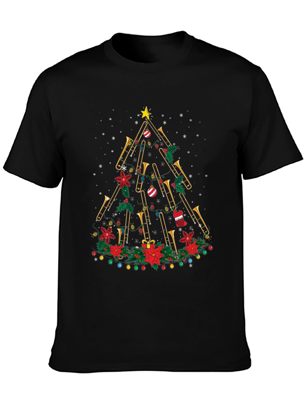Trombone Christmas Tree Graphic Tee