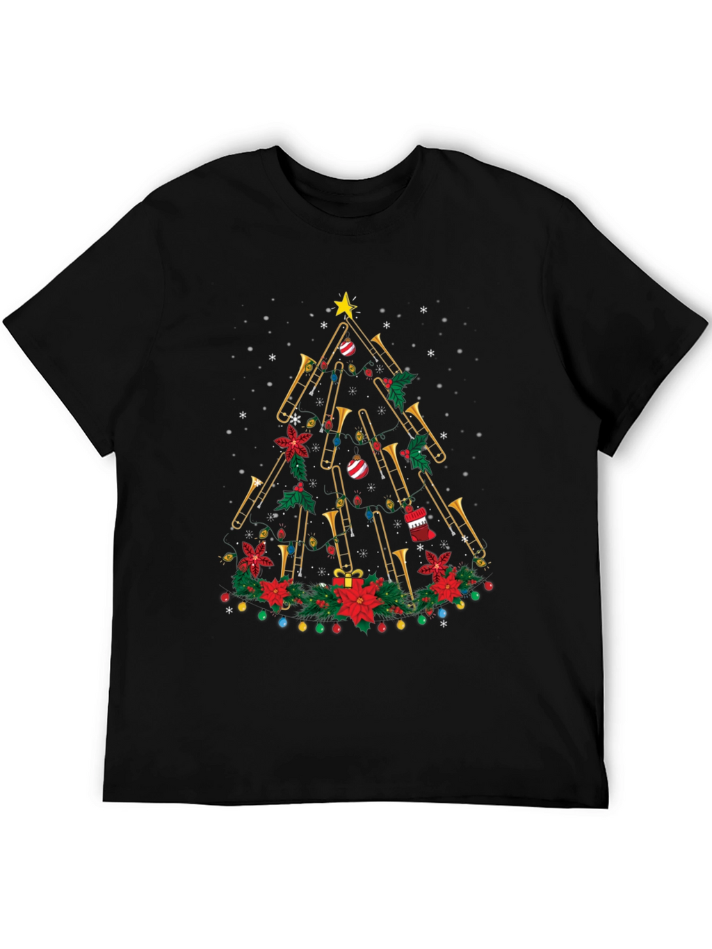 Trombone Christmas Tree Graphic Tee