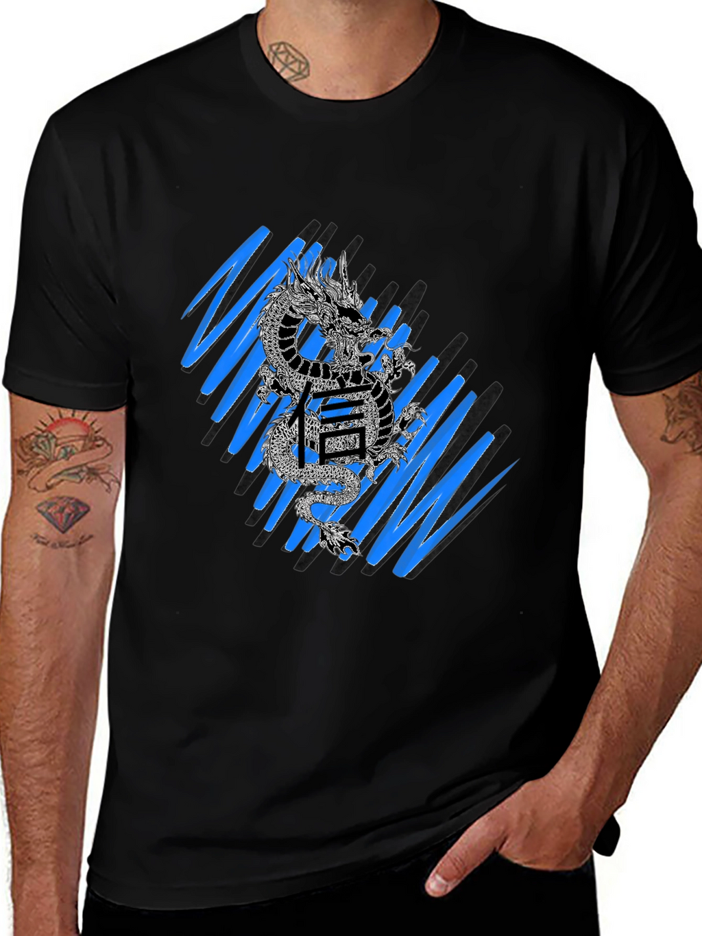 Dragon & Kanji Graphic Tee - Streetwear Style