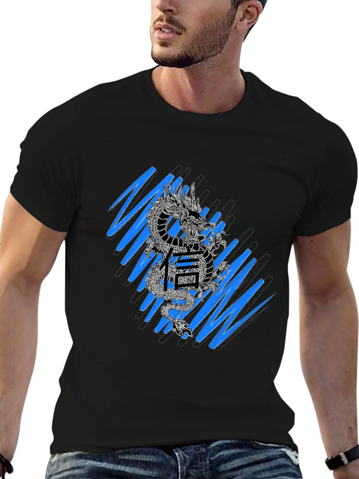 Dragon & Kanji Graphic Tee - Streetwear Style