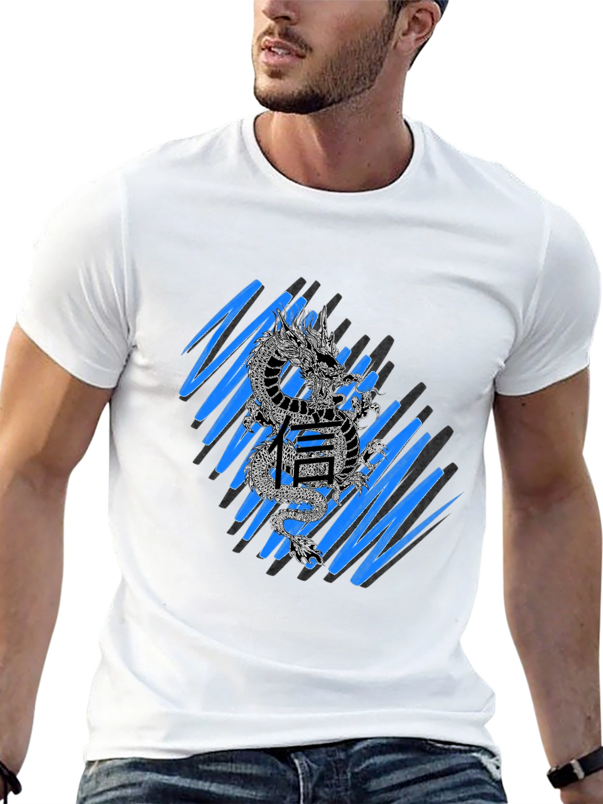 Dragon & Kanji Graphic Tee - Streetwear Style