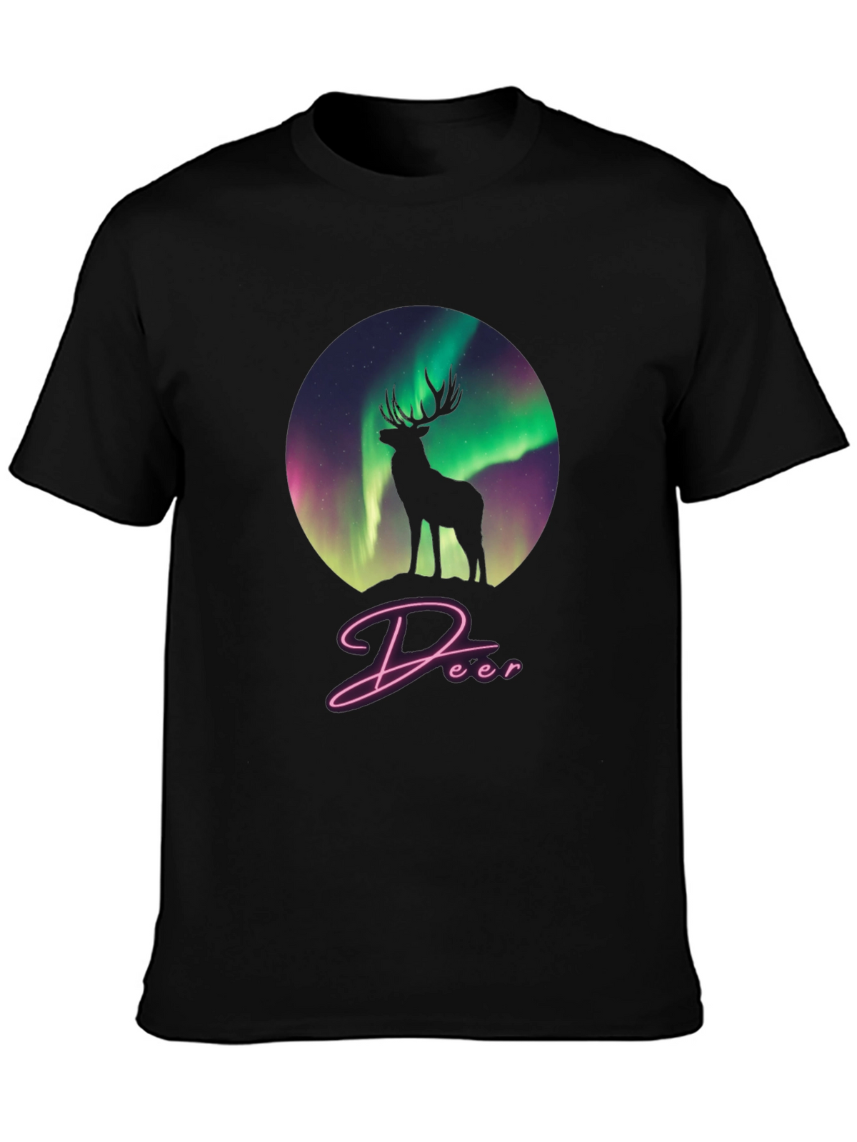 Aurora Deer Graphic Tee - Black
