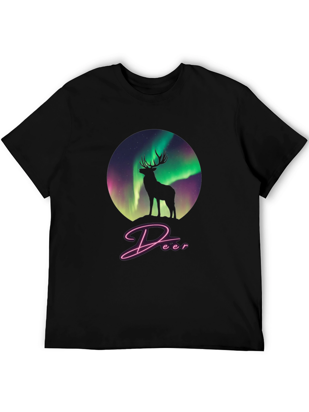 Aurora Deer Graphic Tee - Black