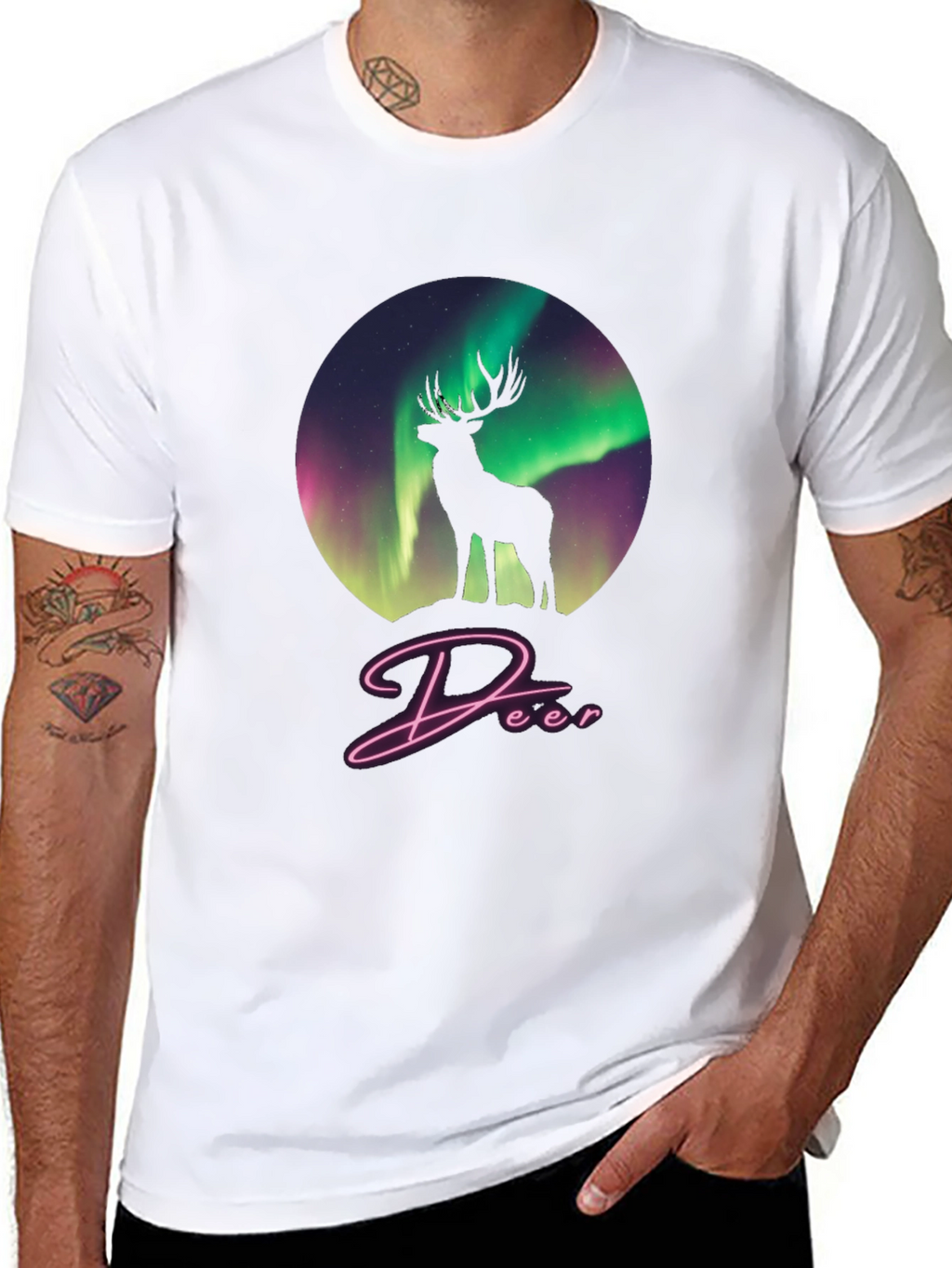 Aurora Deer Graphic Tee - Black