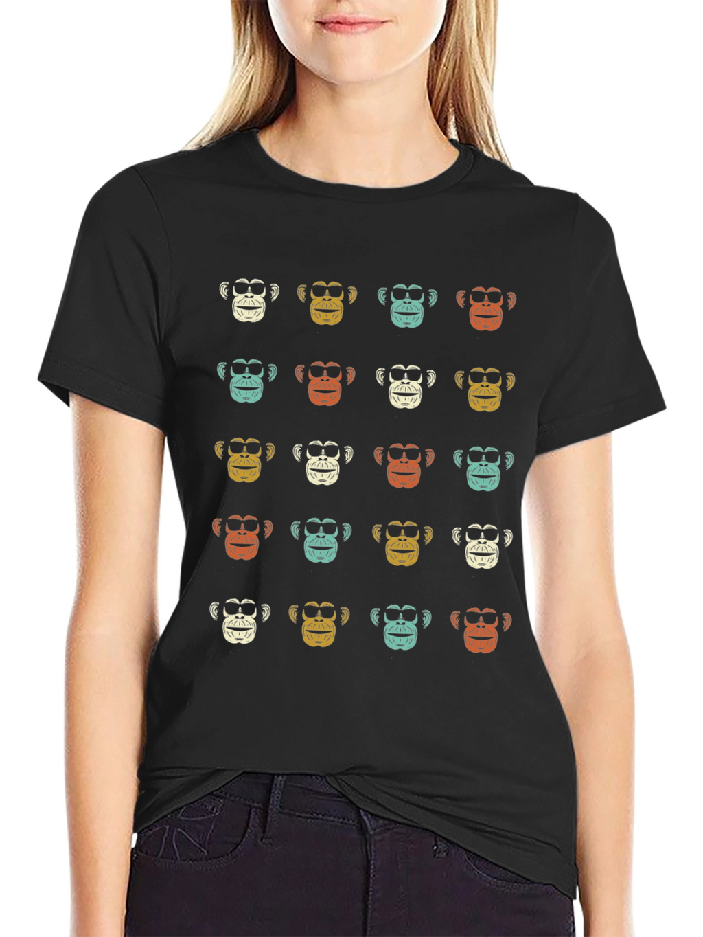 Retro Monkey Pattern T-Shirt