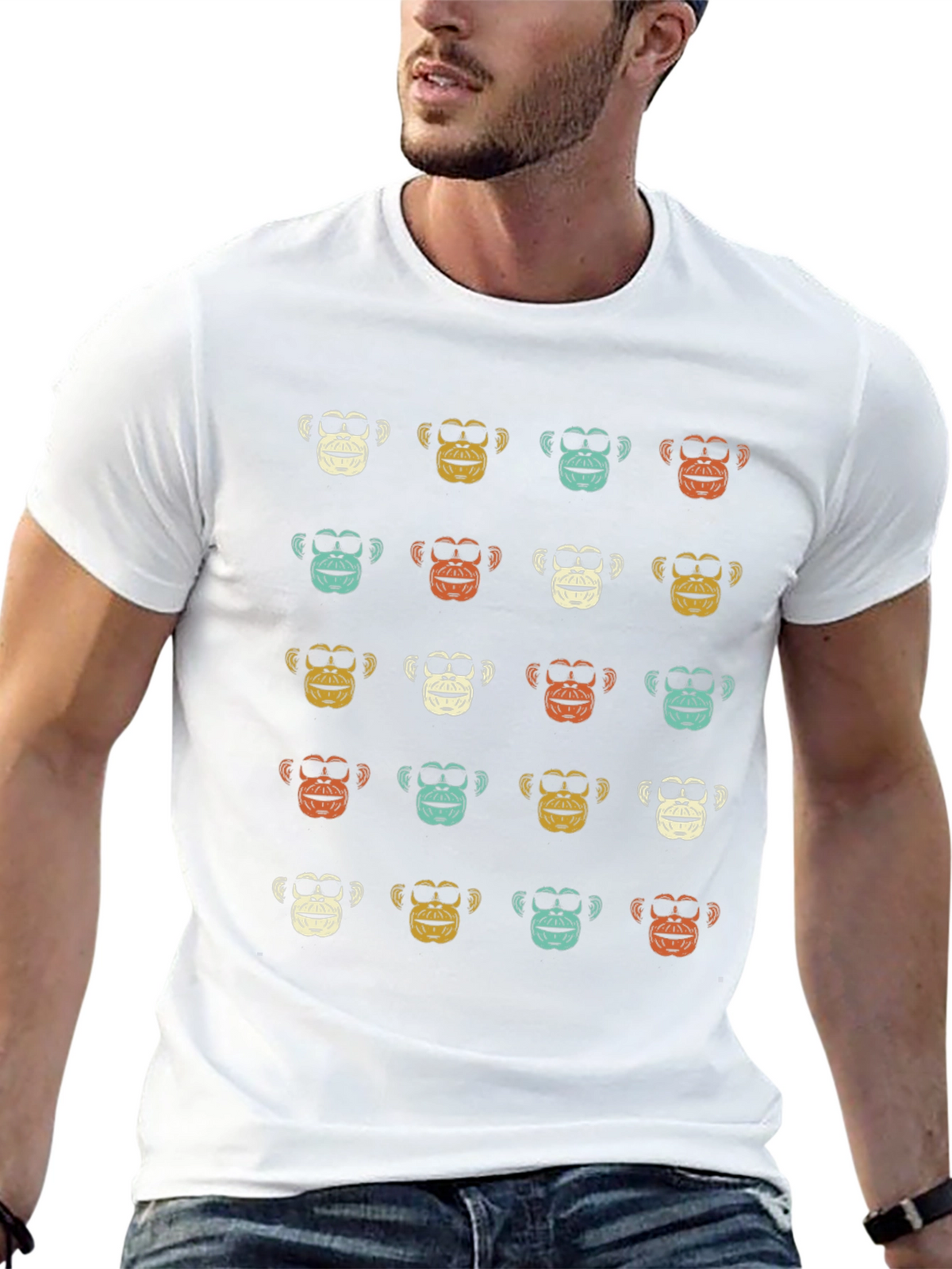 Retro Monkey Pattern T-Shirt