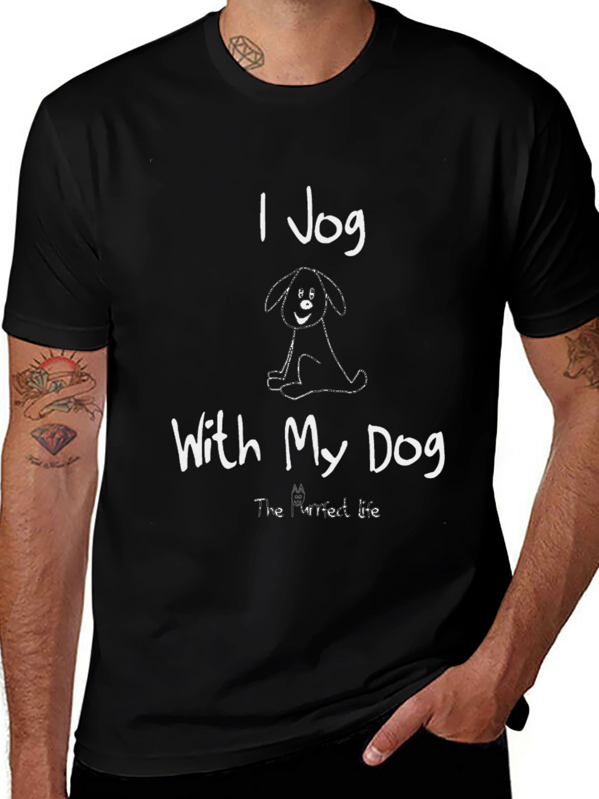 I Jog With My Dog Black T-Shirt