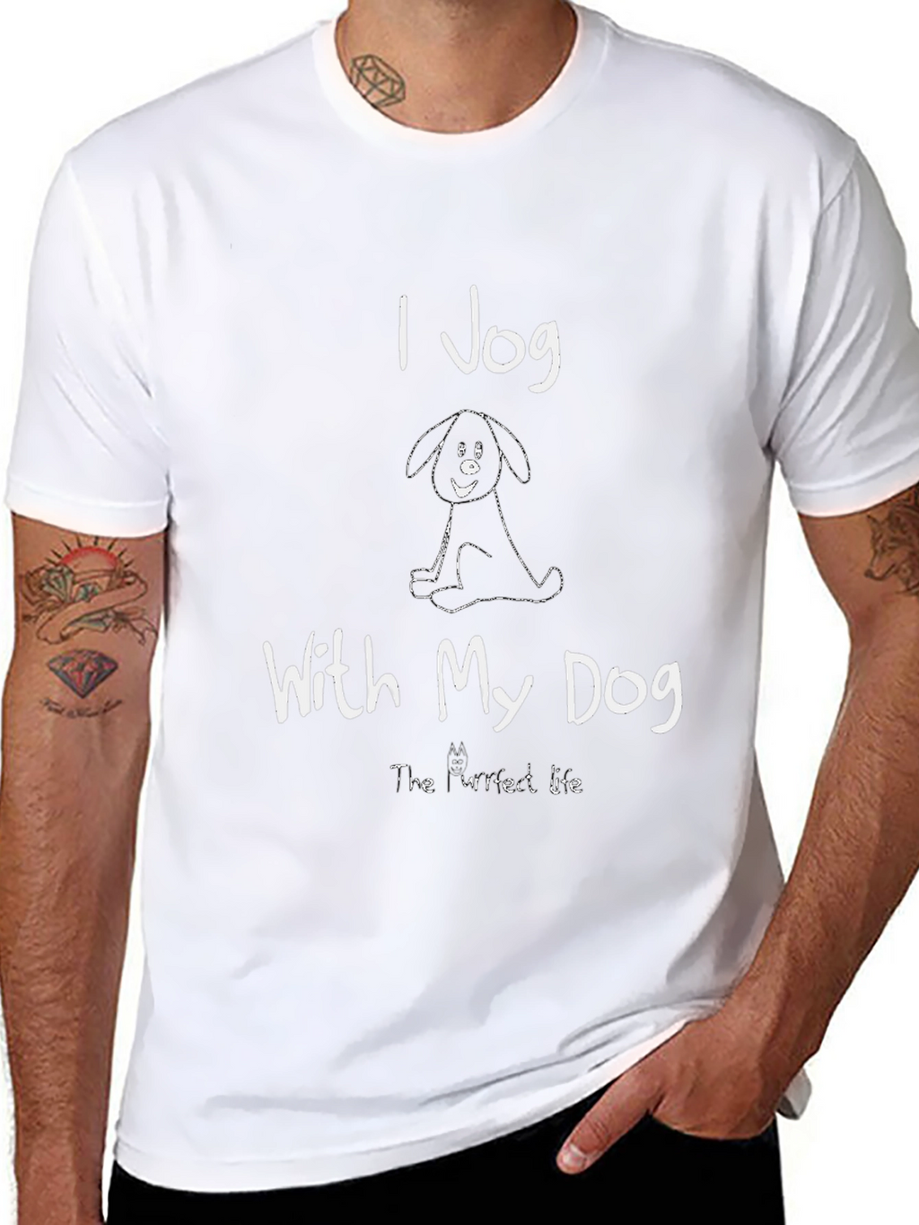 I Jog With My Dog Black T-Shirt
