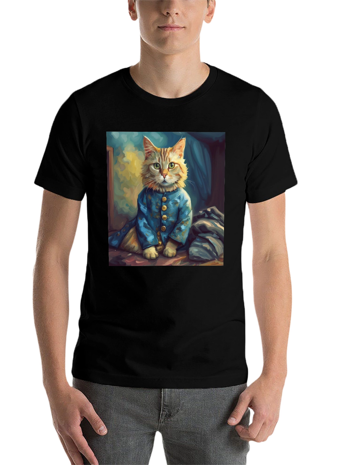 Cat Portrait Graphic Tee - Stylish Novelty Shirt