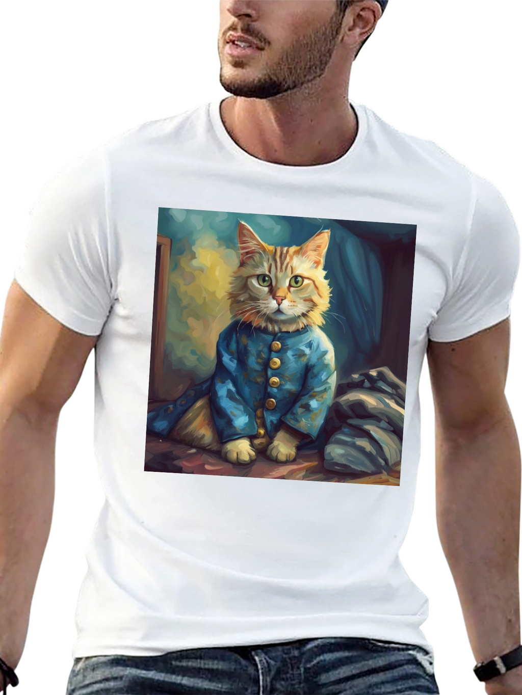 Cat Portrait Graphic Tee - Stylish Novelty Shirt