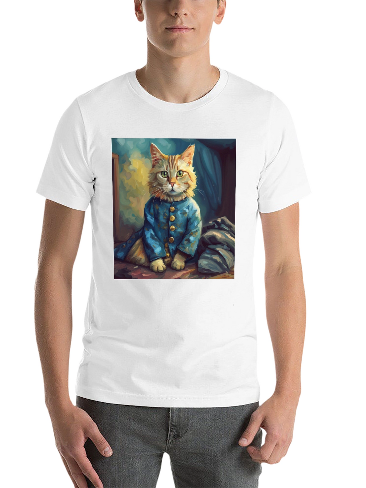 Cat Portrait Graphic Tee - Stylish Novelty Shirt
