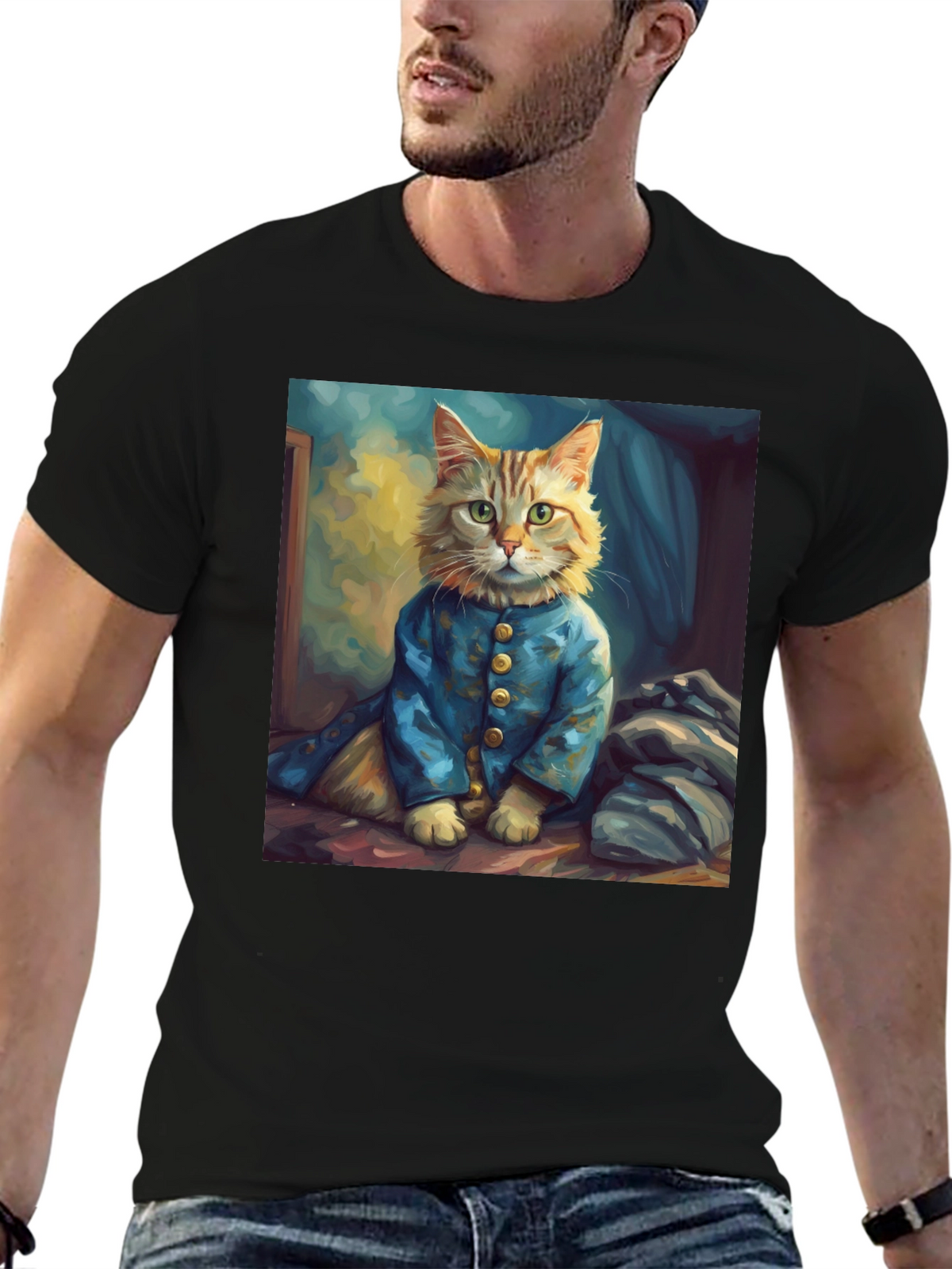 Cat Portrait Graphic Tee - Stylish Novelty Shirt