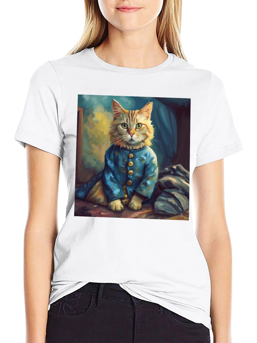 Cat Portrait Graphic Tee - Stylish Novelty Shirt