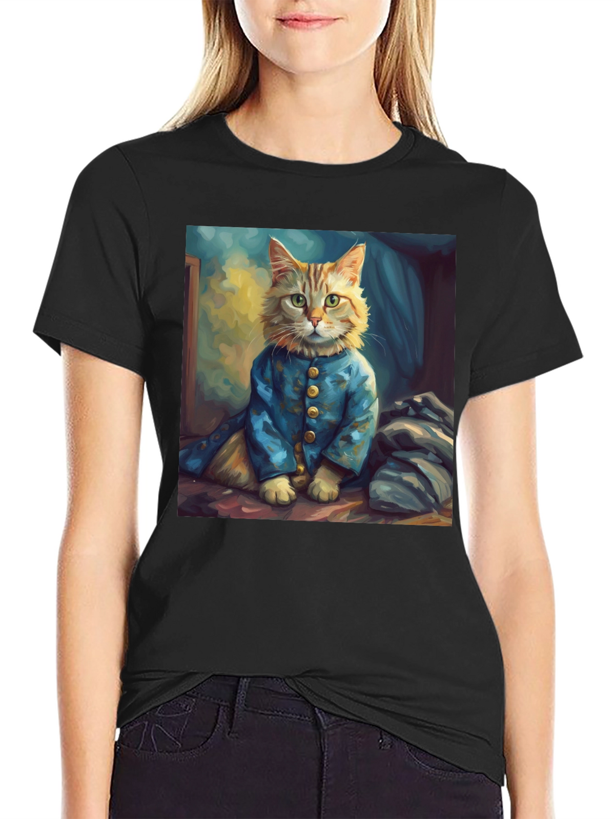 Cat Portrait Graphic Tee - Stylish Novelty Shirt