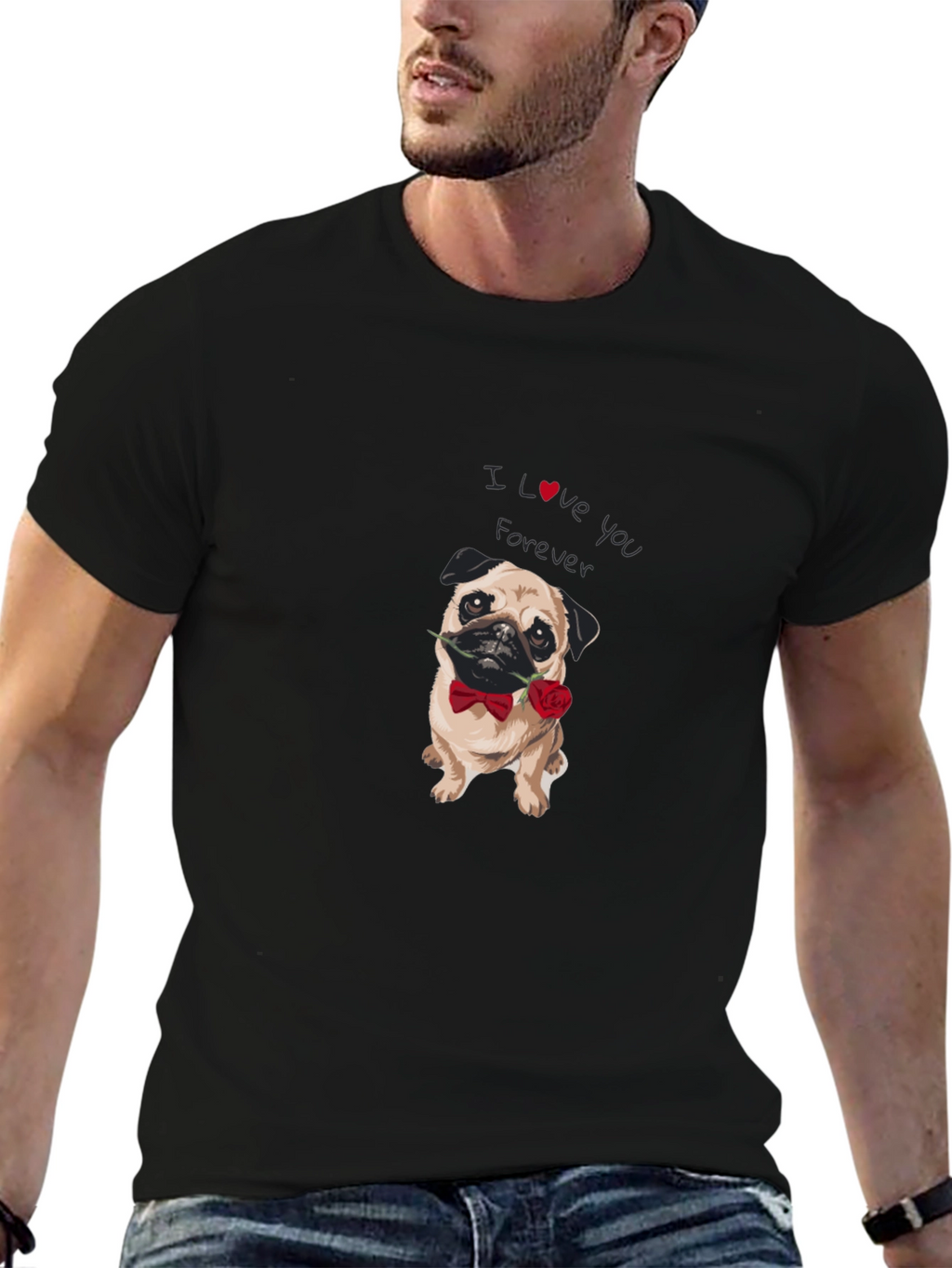 I Love You Forever Pug Graphic Tee