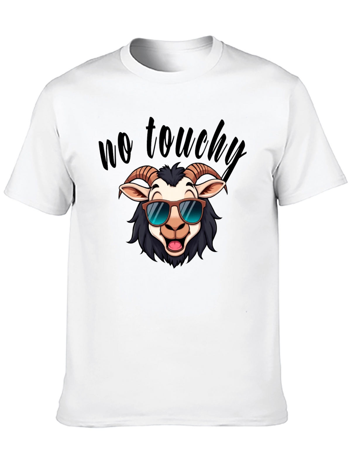 Cool Goat Graphic Tee - No Touchy Funny Shirt