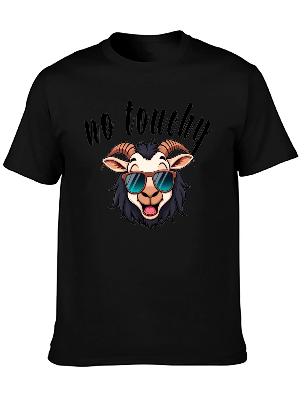 Cool Goat Graphic Tee - No Touchy Funny Shirt