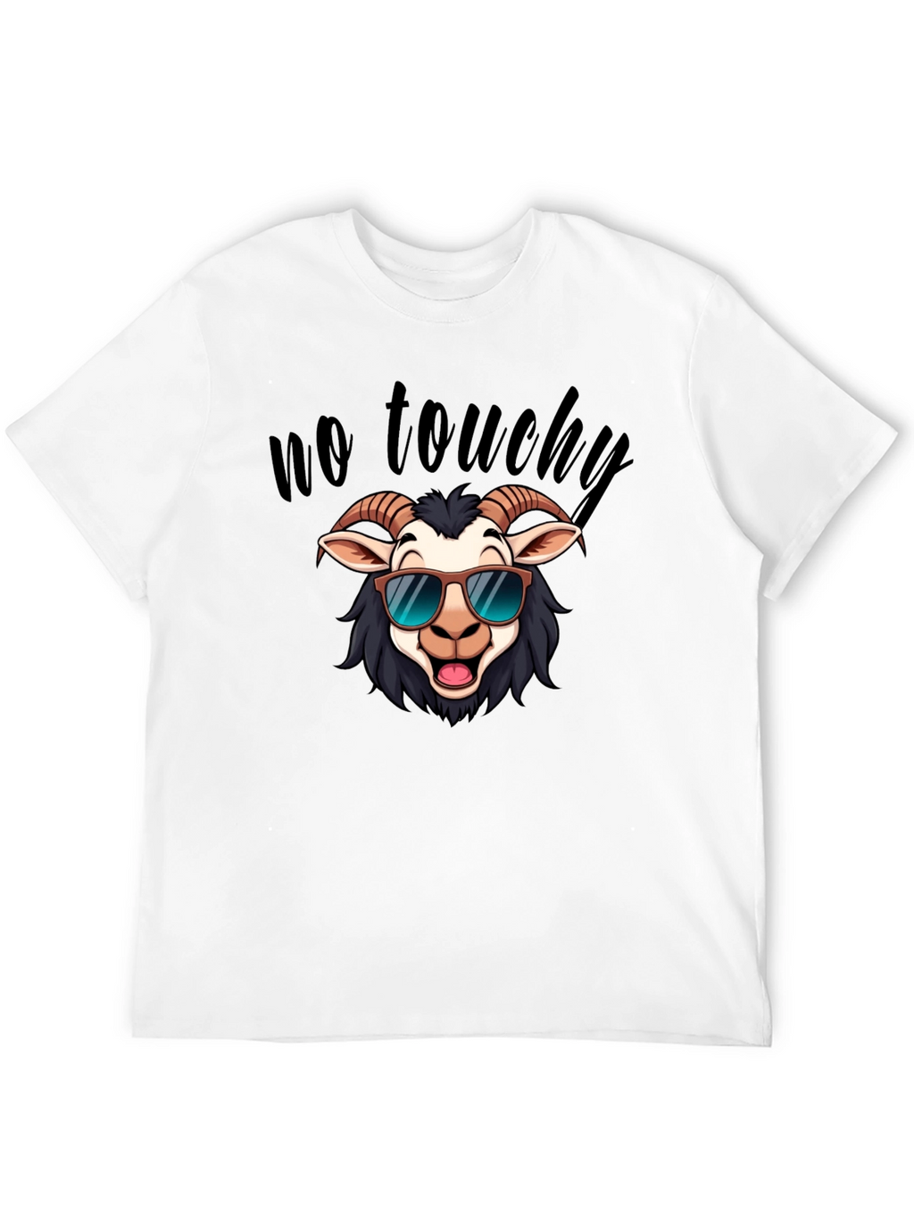 Cool Goat Graphic Tee - No Touchy Funny Shirt
