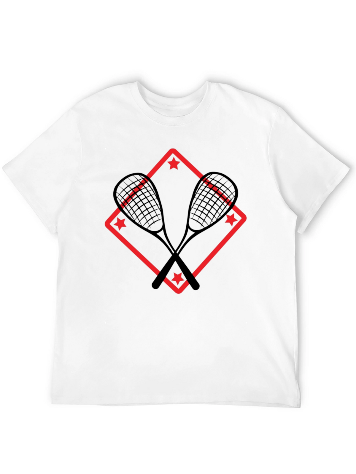 Squash Racket Graphic T-Shirt - Black