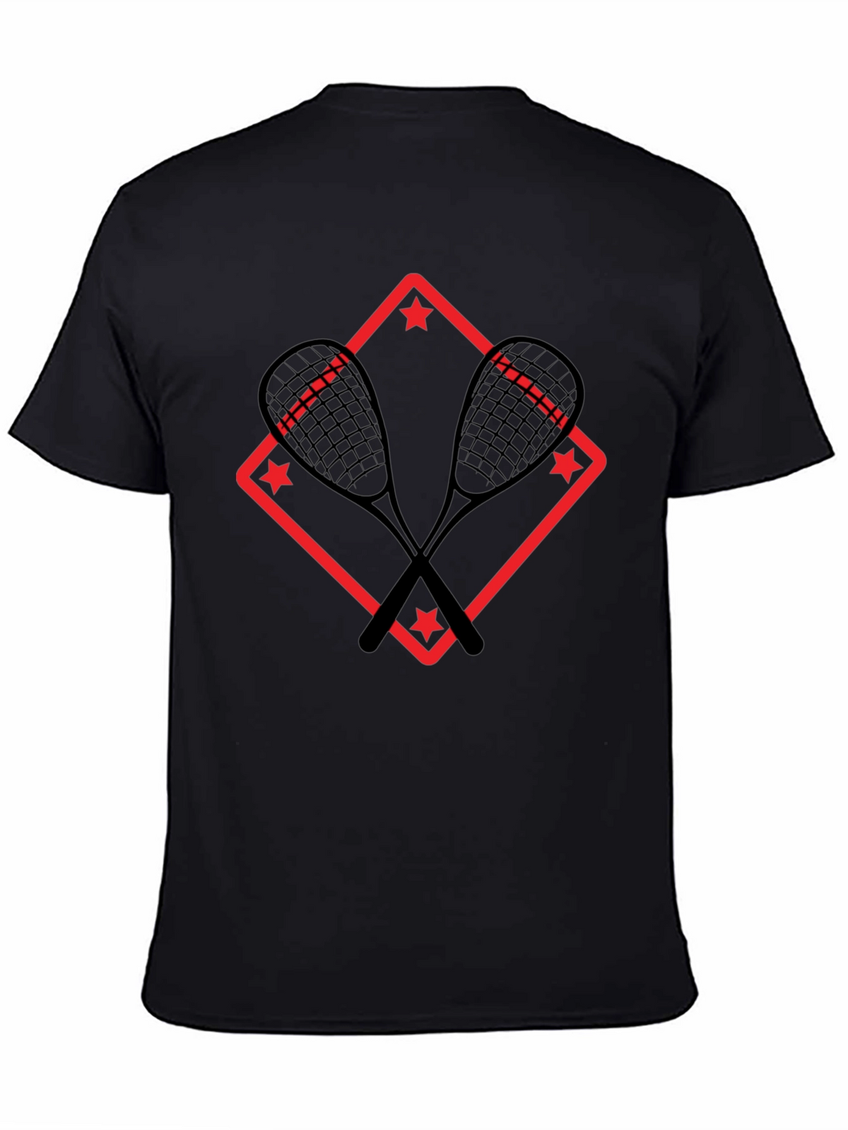 Squash Racket Graphic T-Shirt - Black