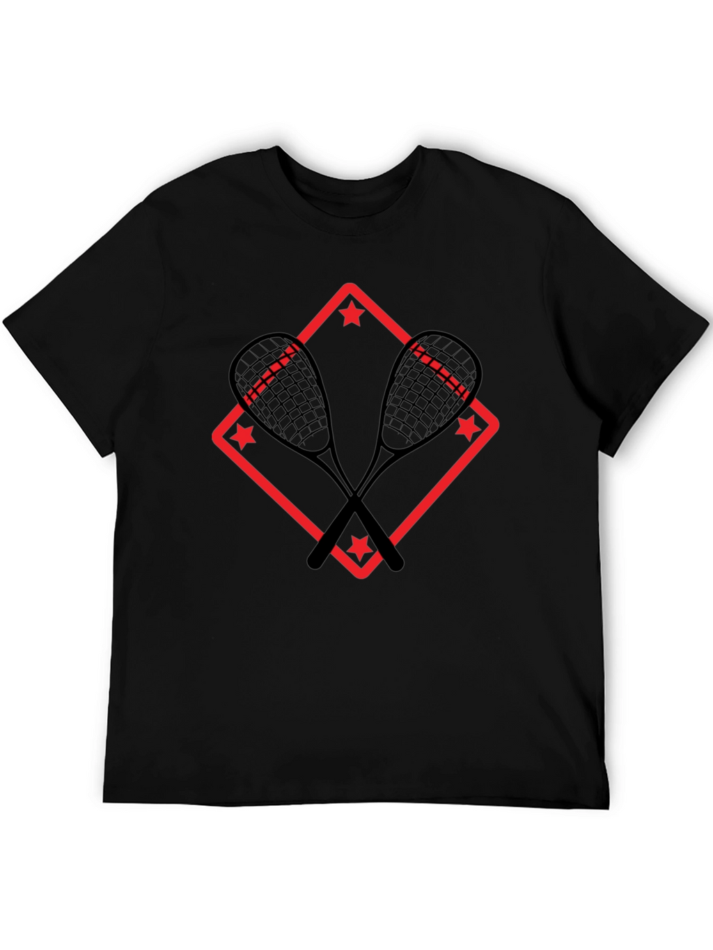 Squash Racket Graphic T-Shirt - Black