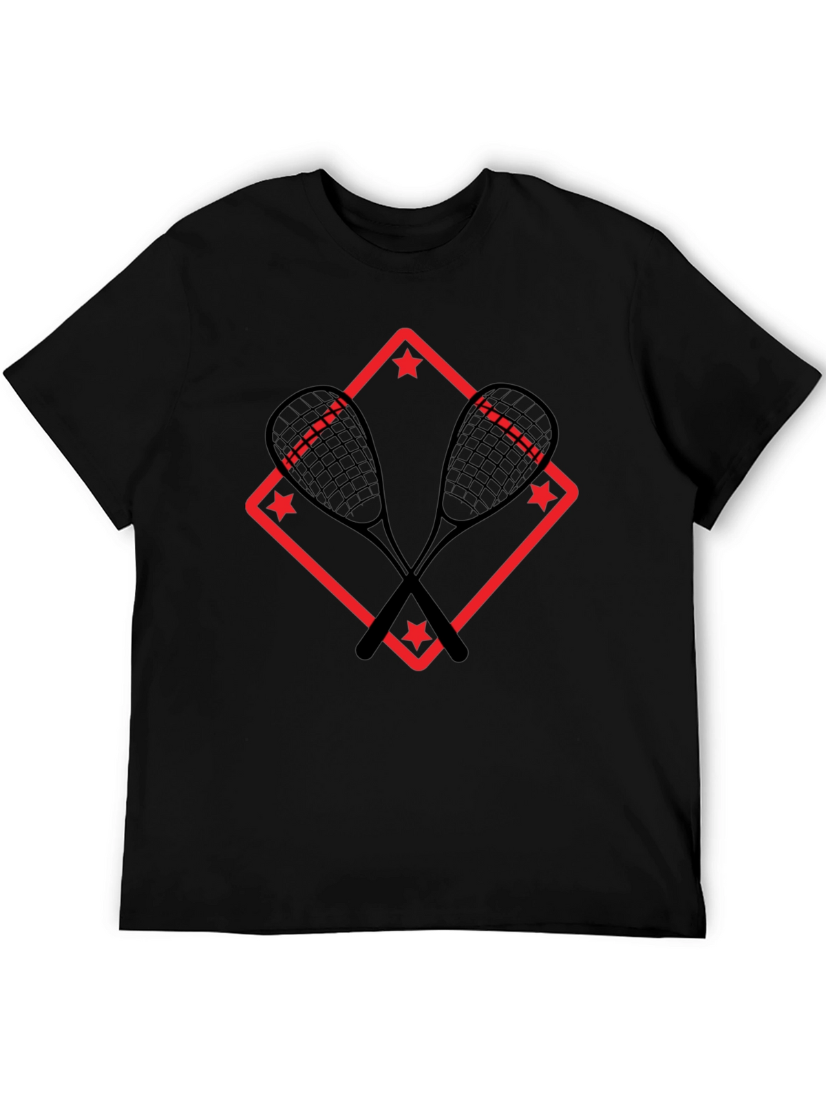 Squash Racket Graphic T-Shirt - Black