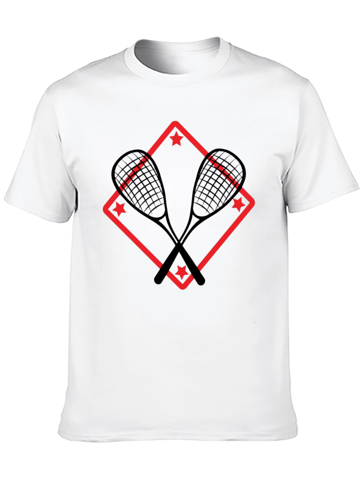 Squash Racket Graphic T-Shirt - Black