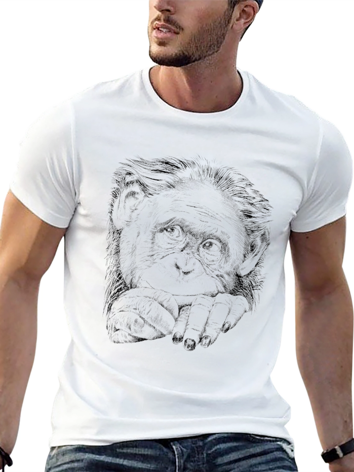 Cool Monkey Graphic Print Black T-Shirt