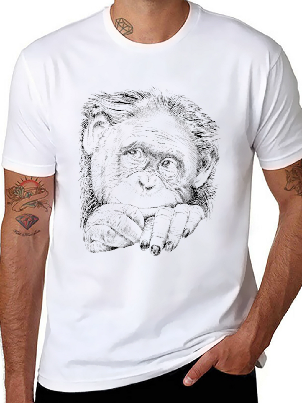 Cool Monkey Graphic Print Black T-Shirt