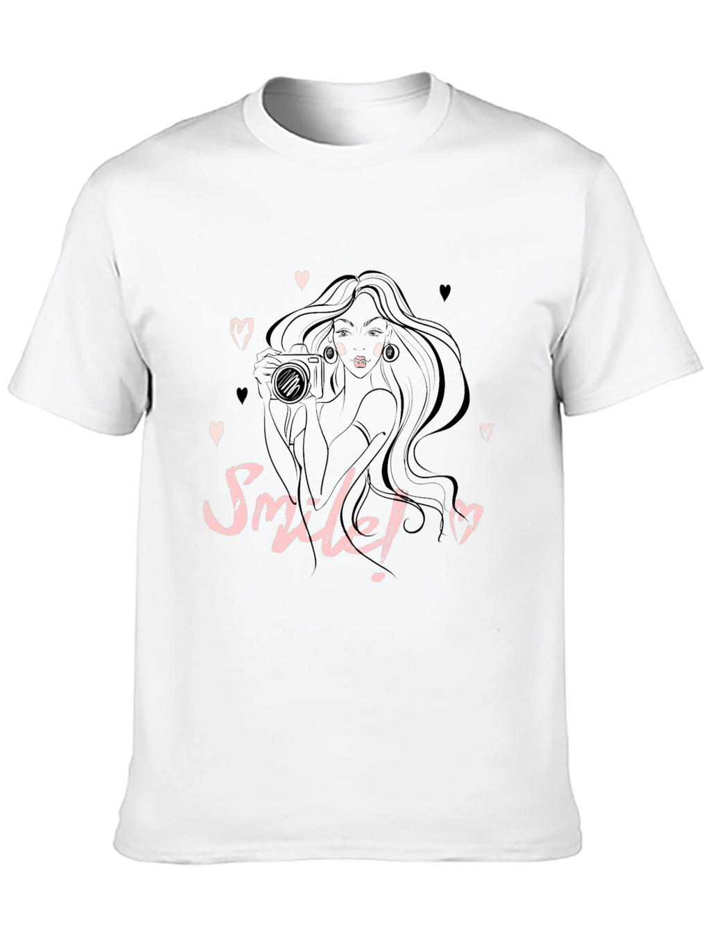 Smile! Camera Girl Black Graphic Tee