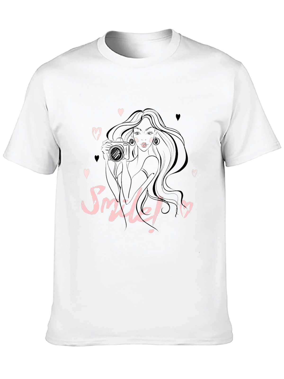 Smile! Camera Girl Black Graphic Tee