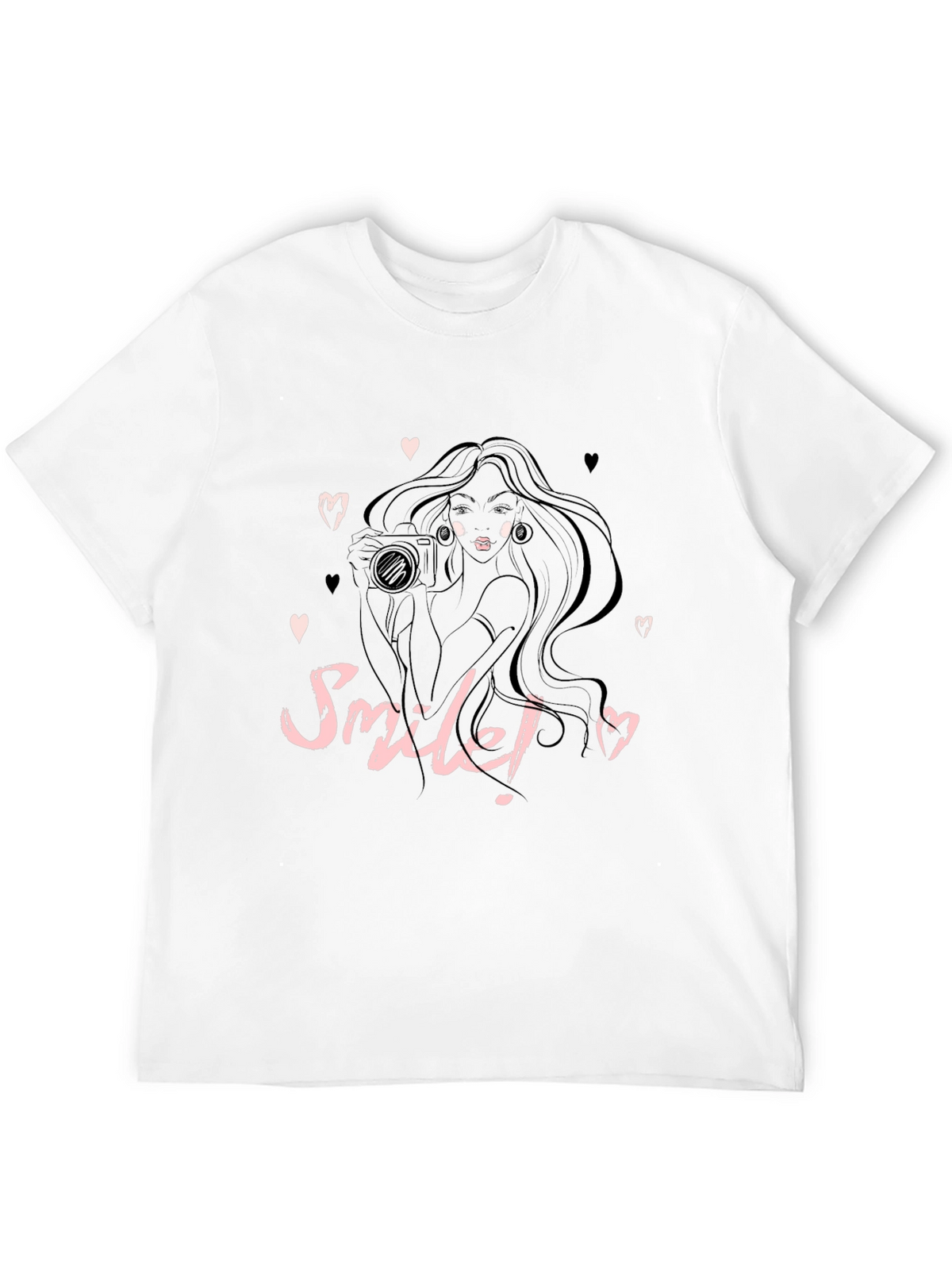 Smile! Camera Girl Black Graphic Tee