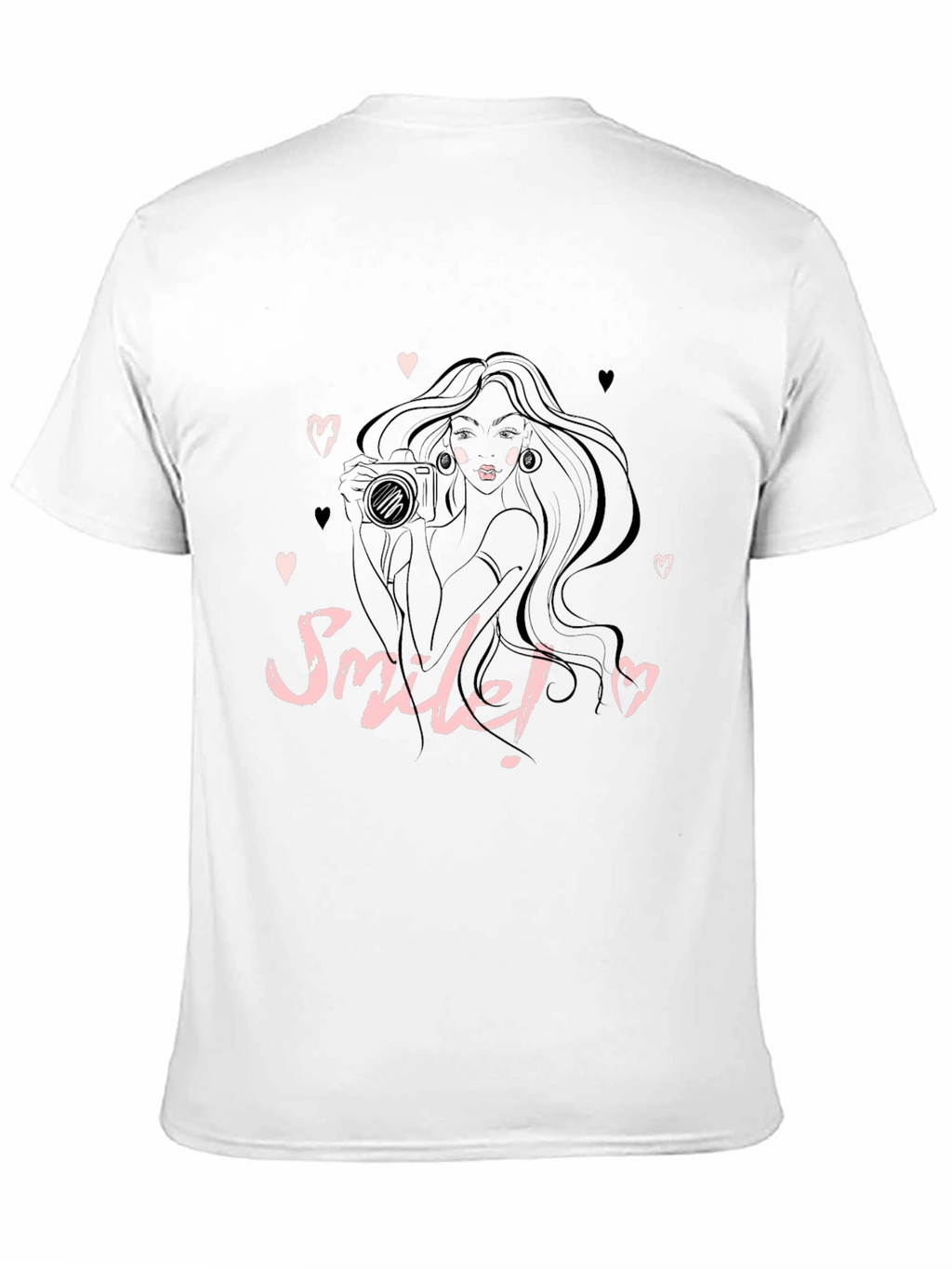 Smile! Camera Girl Black Graphic Tee