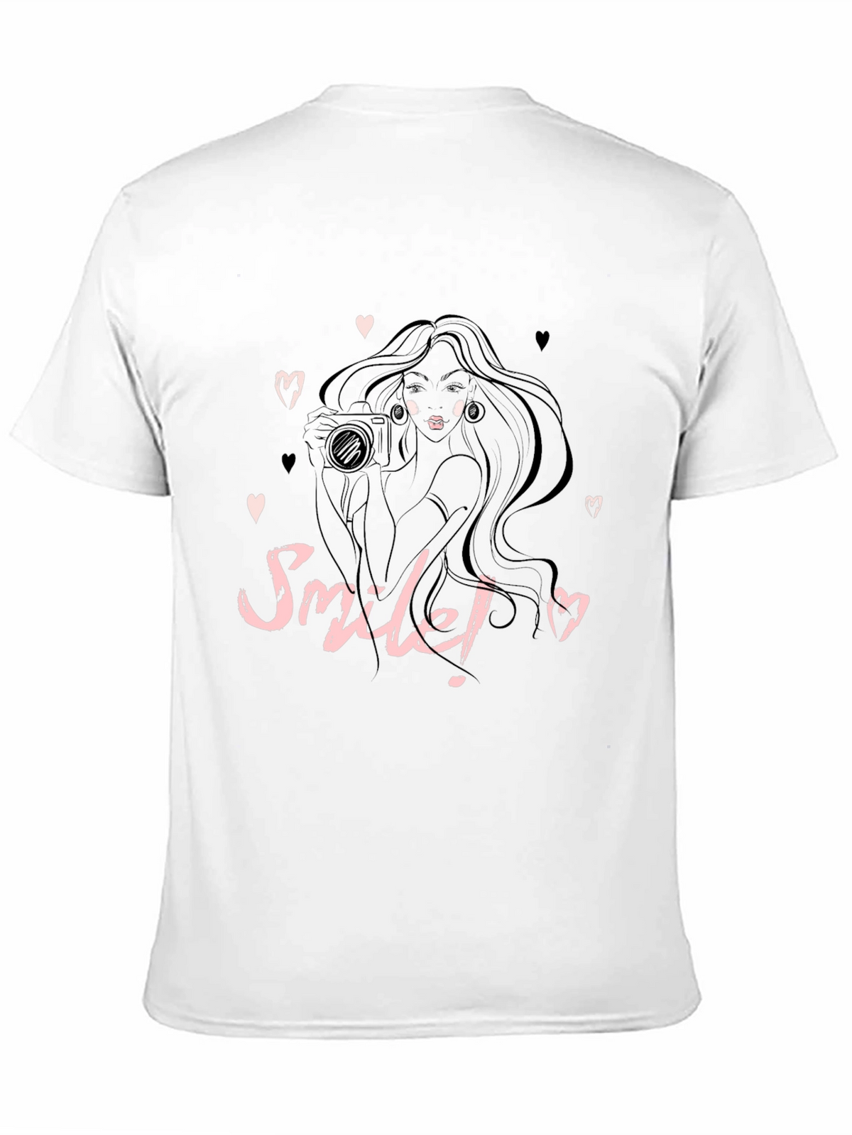 Smile! Camera Girl Black Graphic Tee