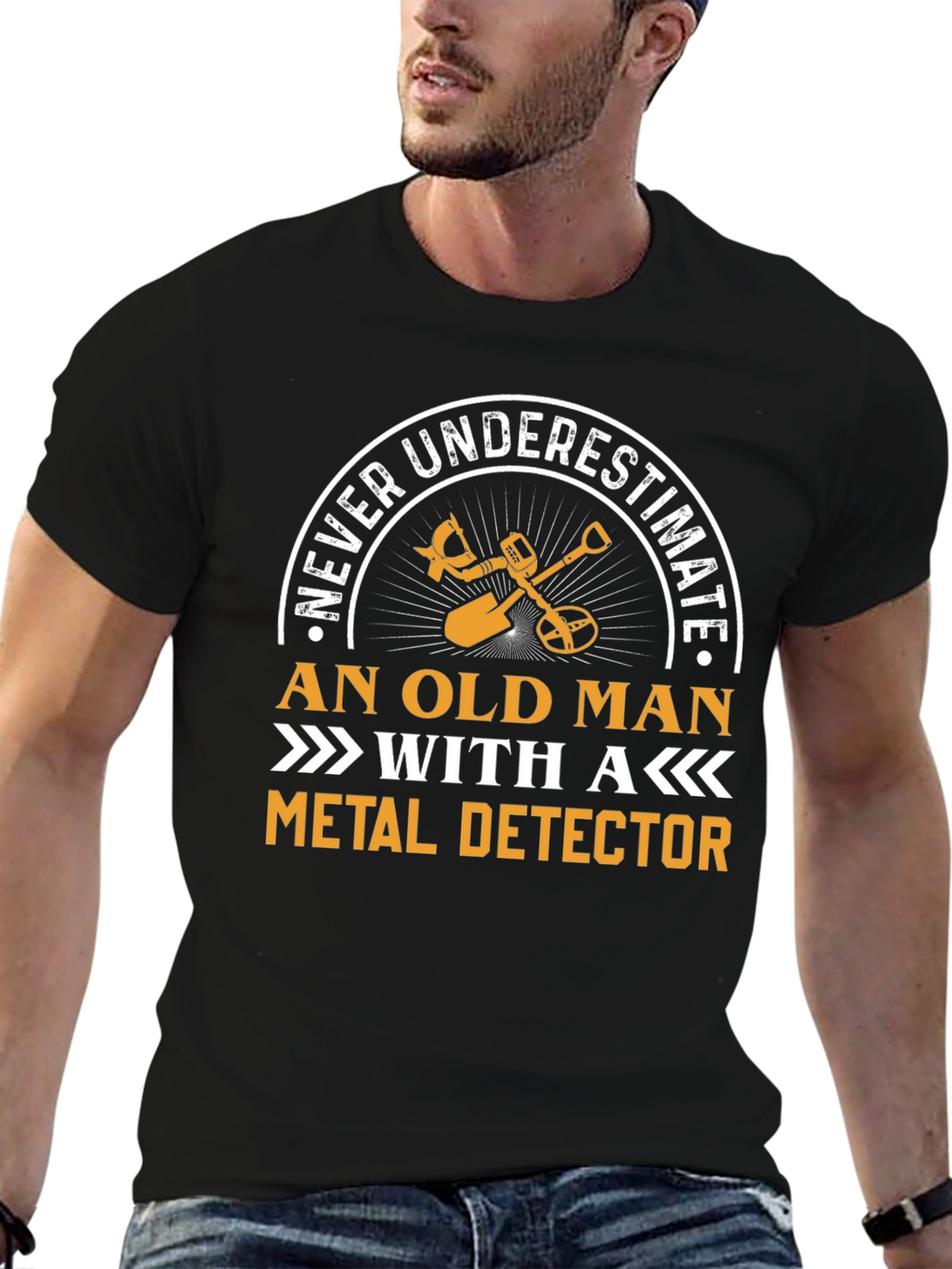 Never Underestimate Old Man Metal Detector T-Shirt